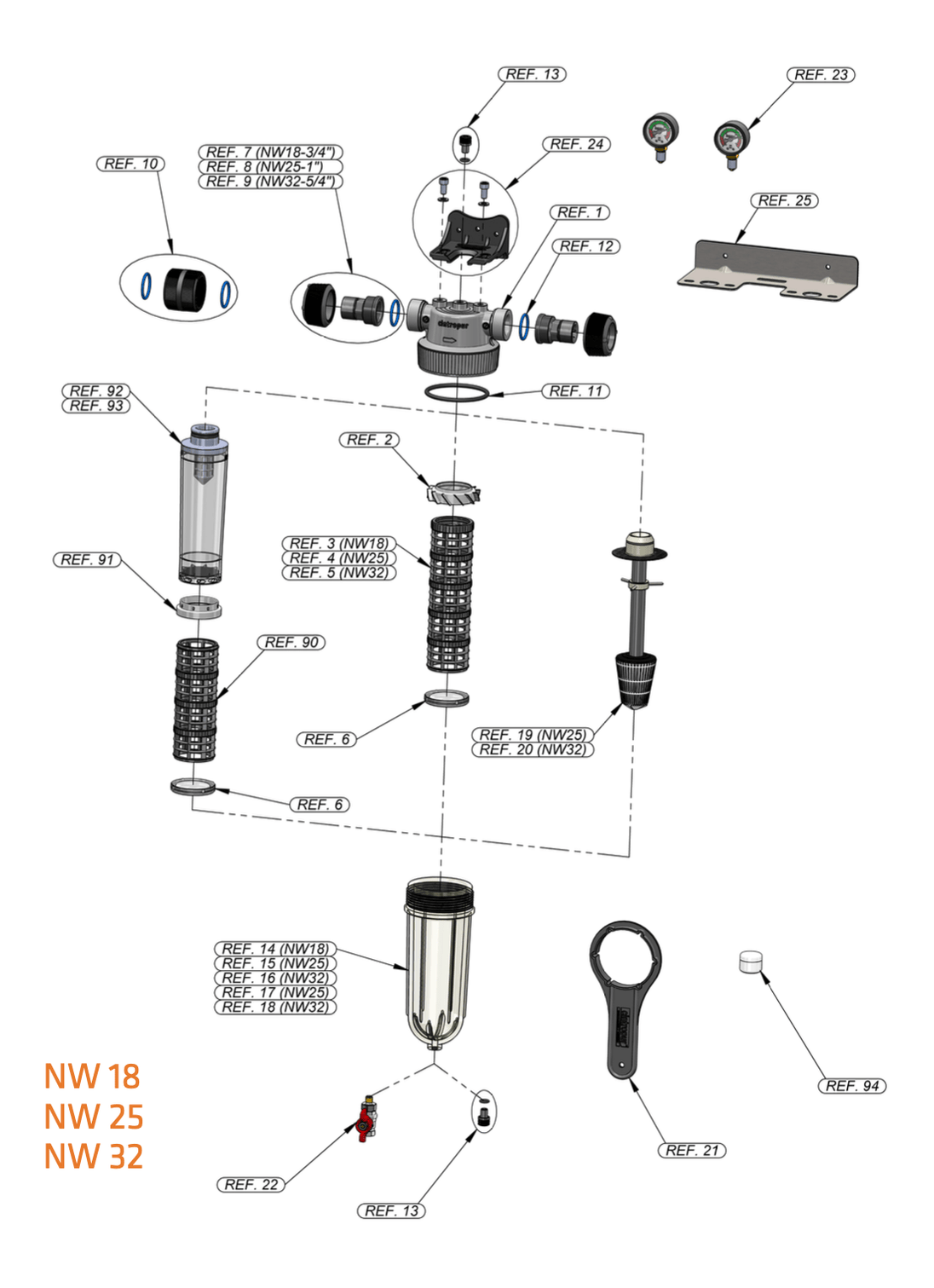 Fixeringslock till Cintropur NW 25 & NW 32 - Vattenfilterhuset