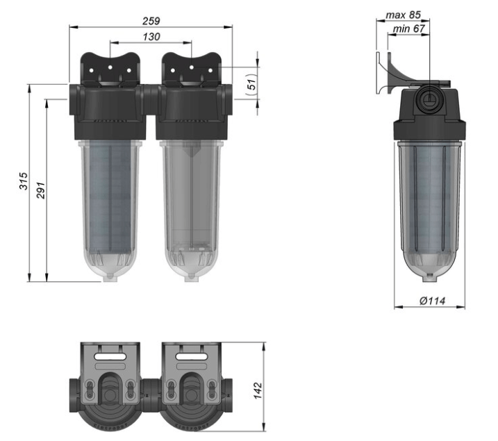 Vattenfilter egen brunn SL240 Duo - Partikel & Kol-filtrering Cintropu